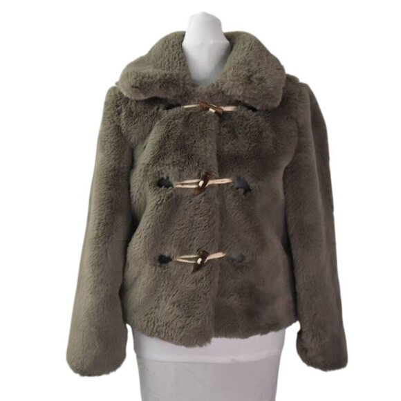 Love Token Faux Fur Brown Jacket With Toggle Closures XS 100% Polyester - Picture 1 of 8